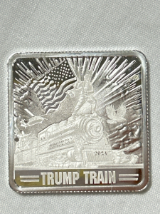 1 Oz. Silver .999 Square Silver Bar "Trump Train"