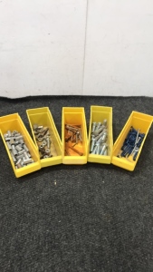 (5) Yellow Bins Of Fasteners