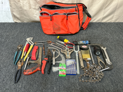 Orange Toolbag With Variety Of Tools