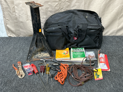 Duffel Bag With Tools, Guide/ Safety Pocketbooks, and Jack Stand