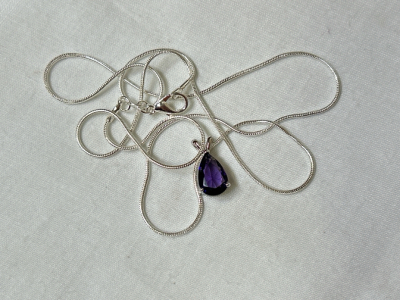 Beautiful Amethyst Teardrop .925 Necklace