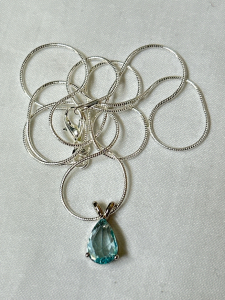 Beautiful Aquamarine Teardrop .925 Necklace