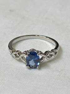 Size 10 Faceted Oval Cut Blue Saphire .925 Ring