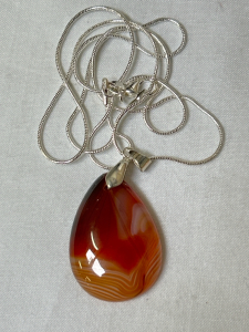 47.80 Ct. Orange Striped Agate .925 Necklace