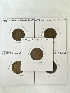 (5) Vintage Indian Head Cents 1887-1907