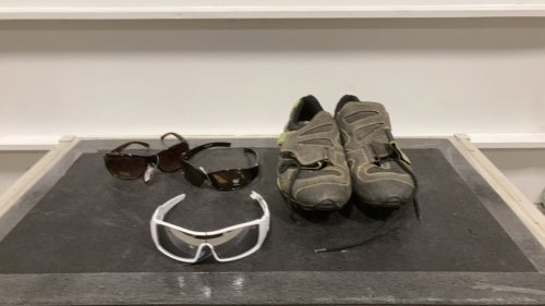 Rock Climbing Shoes and Sunglasses