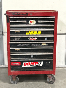 Rolling Red Toolbox With Lots Of Tools