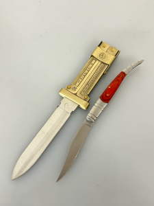 Folding Rite Edge Knife and Brass Toned Paratrooper Knife