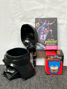 Darth Vader Cup Holder, Bill and Ted's Excellent Adventure Picture Frame, and DC Comics UNKL Batman Collectible Action Figure