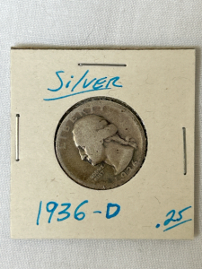 Vintage 1936-D Silver Quarter