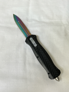 Beautiful Black and Multicolored Blade Auto Knife