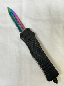 Beautiful Black and Multicolored Blade Auto Knife