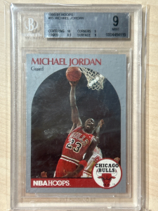 1990-91 Hoops #65 Michael Jordan Graded Card Mint 9