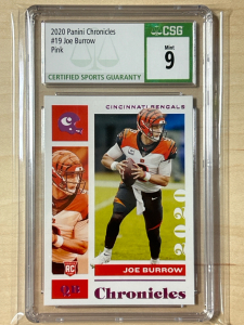 2020 Panini Chronicles #19 Joe Burrow Pink Graded Card Mint 9