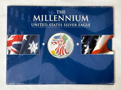 The Perth Mint Colorized 2000 United States Silver Eagle In Package With Low Serial Number (one Issued)