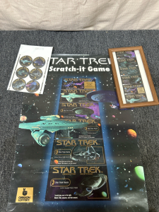 Oregon Lottery Star Trek Scratch-It Tickets, Promotional Poster, And Stickers From 1998