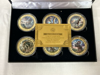 (6) 24kt .Gold Dinosaur Commemorative Coins