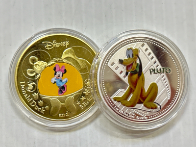 100 Year Anniversary Gold Plated Mini Mouse Coin and 2020 New Zealand Silver Plated Pluto Coin