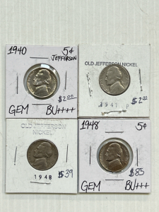 (4) Vintage Jefferson Nickels