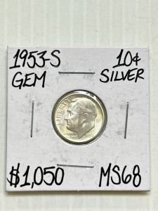 1953-S Silver GEM MS68 Dime