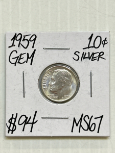 1959 Silver GEM MS67 Dime