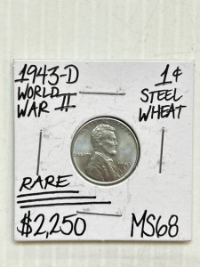 1943-D World War II Steel Wheat Rare Penny