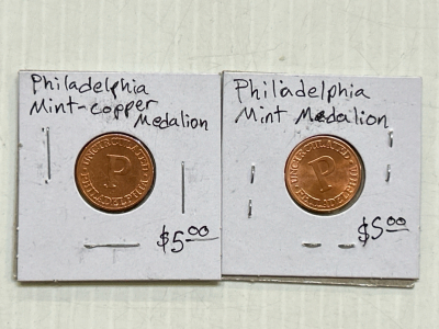 (2) Philadelphia Mint Copper Medallions