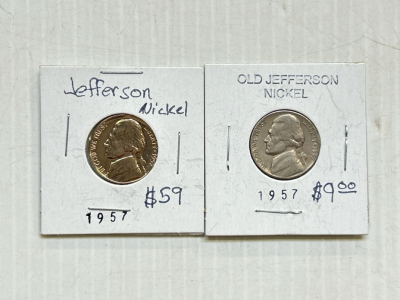 (2) 1957 Jefferson Nickels