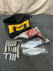 Dewalt Tool Bag With Electrical Drill (works) and Variety Sized Sockets