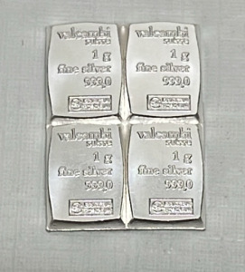 (4) 1 Gram .999 Fine Silver Bars