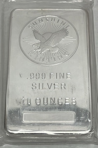 10 Troy Ounces .999 Fine Silver Bar