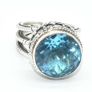 Silver Swiss Blue Quartz(12.6ct) Ring