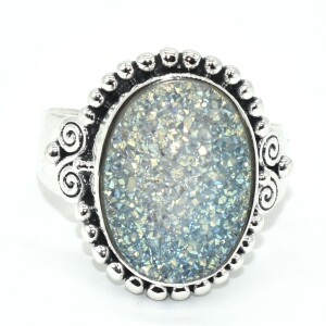 Silver Gray Druzy(10.8ct) Ring