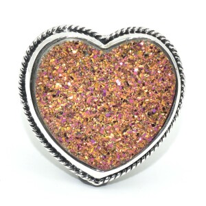 Silver Pink Druzy(14.4ct) Ring