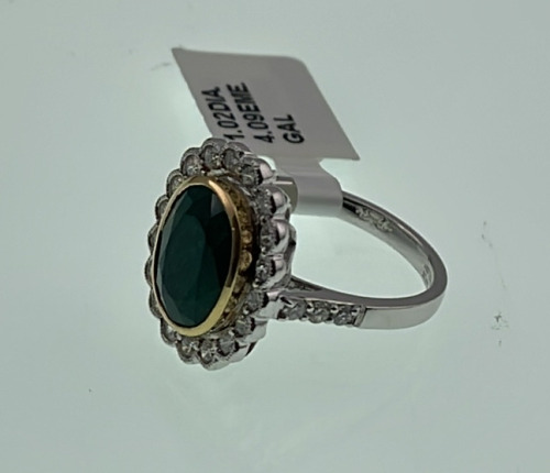 18k.Yellow And White Gold 4.09ct. Oval Mixed Cut Emerald And 1.02ct. Diamond Ring Size 6-1/2 $17,260.00 Retail Value