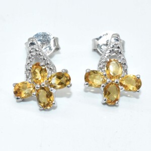 Silver Citrine(4.15ct) Earring Ring Pendant Set