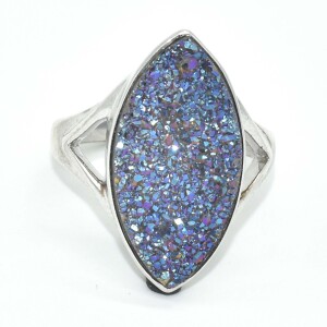 Silver Blue Druzy(8.4ct) Ring