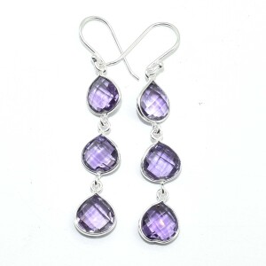 Silver Amethyst(10.8ct) Earrings