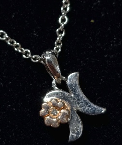 $200 Silver Diamond 14" Necklace