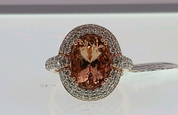 14K Rose Gold Natural Morganite Beryal (5.20ct) and Diamond (1.24ct) Ring (Size 7.5) Retail Value $15,820