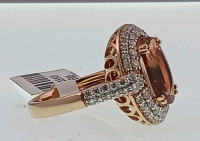 14K Rose Gold Natural Morganite Beryal (5.20ct) and Diamond (1.24ct) Ring (Size 7.5) Retail Value $15,820 - 2