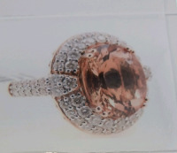 14K Rose Gold Natural Morganite Beryal (5.20ct) and Diamond (1.24ct) Ring (Size 7.5) Retail Value $15,820 - 4