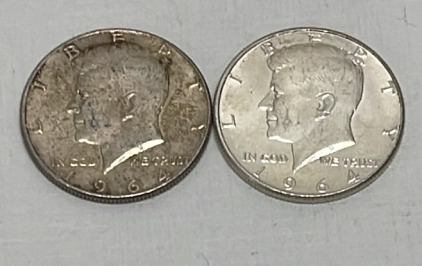 (2) Kennedy Silver 50 Cent Coins Dated 1964