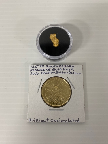 Large Alaska/ Klondike Gold Nugget and Klondike Gold Rush Coin