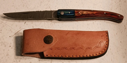 Damascus 8" Steel Blade With Sheath