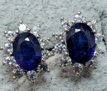 $200 Silver Blue Sapphire & Cz Earrings