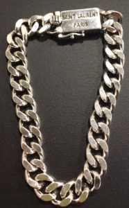 Saint Laurent Paris Silver Tone Sterling Silver Chain Bracelet