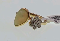 14K Yellow Gold Custom Made Lady's Diamond (0.19cts) and Opal (1.68ct) Ring (size 6.5) Retail Value $3,875 - 2