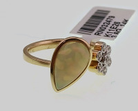 14K Yellow Gold Custom Made Lady's Diamond (0.19cts) and Opal (1.68ct) Ring (size 6.5) Retail Value $3,875 - 3