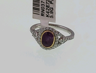 Platinum Natural Unheated Kashmir Sapphire Corundum (1.77ct) and Diamond (0.45ct) Ring (size 6.5) Retail Value $15,630